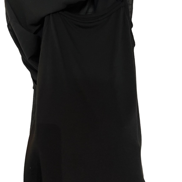 Democracy Black Sparkle Long Sleeve Sheer Rhinestones Blouse with Tank - Picture 6 of 11